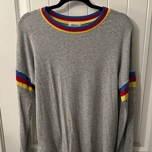 Style & Co. Heather Gray Sweater with Multicolor Accents